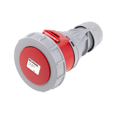 Scame, Optima Seven IP66, IP67 Red Cable Mount 6P + E Industrial Power Socket, Rated At 32A, 415 V