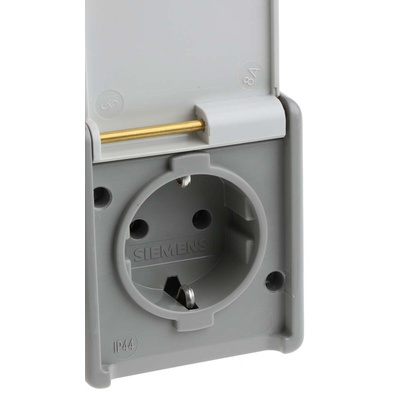 Siemens Grey 1 Gang Plug Socket, 16A, Type F - German Schuko, Outdoor Use