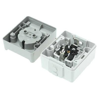 Siemens Grey 1 Gang Plug Socket, 16A, Type F - German Schuko, Outdoor Use