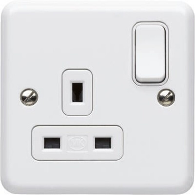 MK Electric White 1 Gang Plug Socket, 2 Poles, 13A, Type G - British, Indoor Use