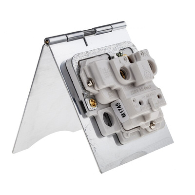 MK Electric Silver 1 Gang Plug Socket, 2P+E Poles, 13A, Type G - British