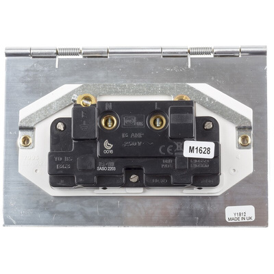 MK Electric Silver 2 Gang Plug Socket, 2 x 2P + E Poles, 13A, Type G - British