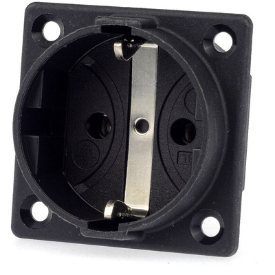 ABL Sursum Black 1 Gang Plug Socket, 2P + PE Poles, 16A, Schuko, Indoor Use