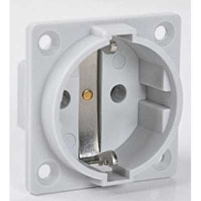 ABL Sursum Grey 1 Gang Plug Socket, 2P + PE Poles, 16A, Schuko, Indoor Use