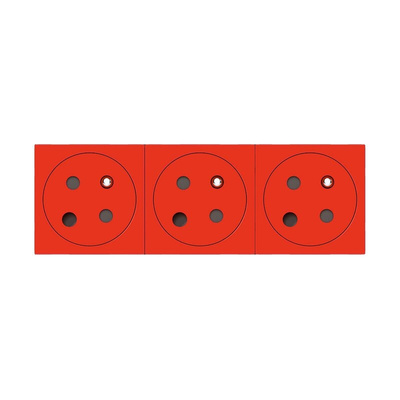 Legrand Red 3 Gang Plug Socket, 16A, Indoor Use