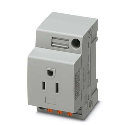 Phoenix Contact USA Mains Sockets, 15A, DIN Rail Mount, 125 V