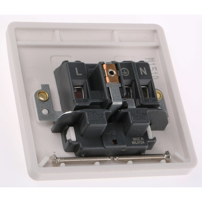 MK Electric White 1 Gang Plug Socket, 13A, Type G - British, Indoor Use