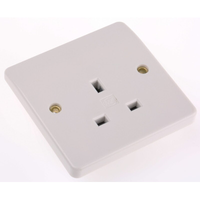 MK Electric White 1 Gang Plug Socket, 13A, Type G - British, Indoor Use