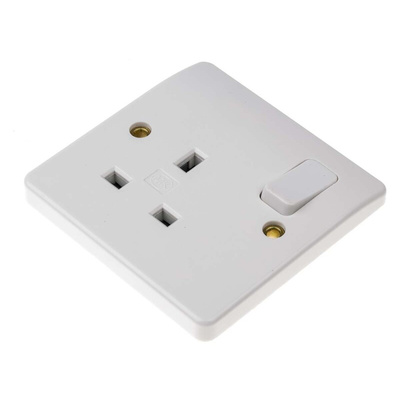 MK Electric White 1 Gang Plug Socket, 2 Poles, 13A, Type G - British, Indoor Use