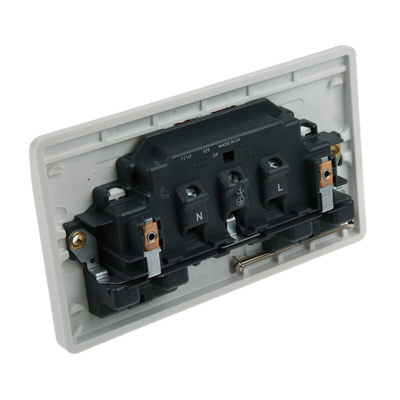 MK Electric White 2 Gang Plug Socket, 2 Poles, 13A, Type G - British, Indoor Use
