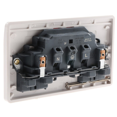 MK Electric White 2 Gang Plug Socket, 2 Poles, 13A, Type G - British, Indoor Use