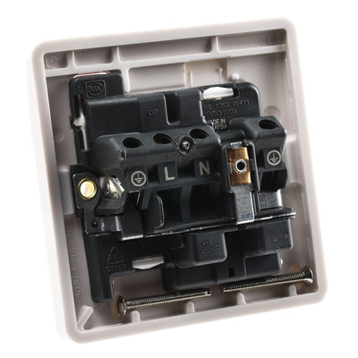 MK Electric White 1 Gang Plug Socket, 2 Poles, 13A, Type G - British, Indoor Use