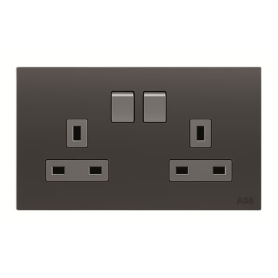 ABB Black 2 Gang Plug Socket, 2 Poles, 13A