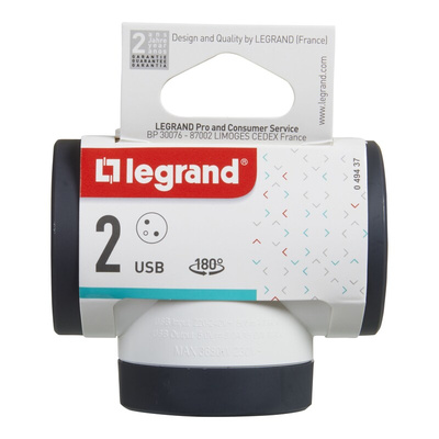 Legrand French / German Multi Outlet Plug, 16A, Plug-In