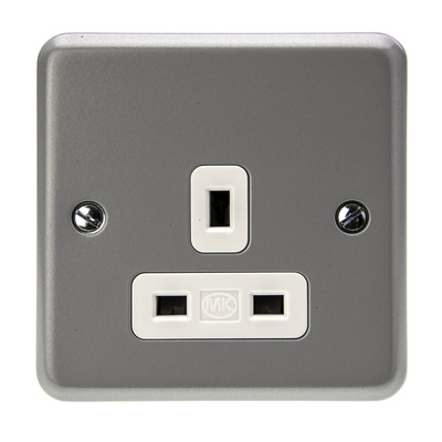 MK Electric Grey 1 Gang Plug Socket, 13A, Type G - British, Indoor Use