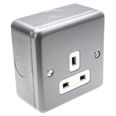 MK Electric Grey 1 Gang Plug Socket, 13A, Type G - British, Indoor Use