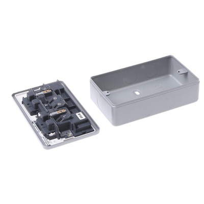 MK Electric Grey 2 Gang Plug Socket, 13A, Type G - British, Indoor Use