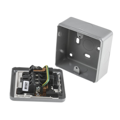 MK Electric Grey 1 Gang Plug Socket, 2 Poles, 13A, Indoor Use