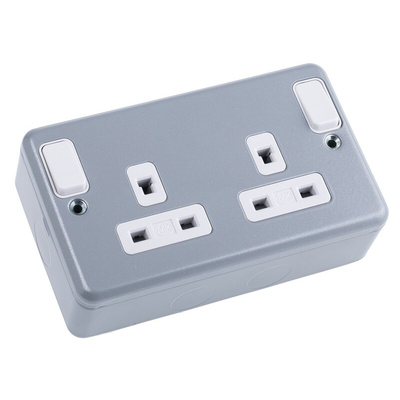 MK Electric Grey 2 Gang Plug Socket, 2 Poles, 13A, Indoor Use