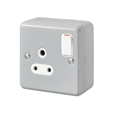 MK Electric Grey 1 Gang Plug Socket, 2 Poles, 5A, Indoor Use