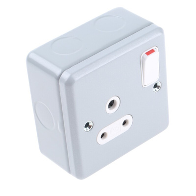 MK Electric Grey 1 Gang Plug Socket, 2 Poles, 5A, Indoor Use
