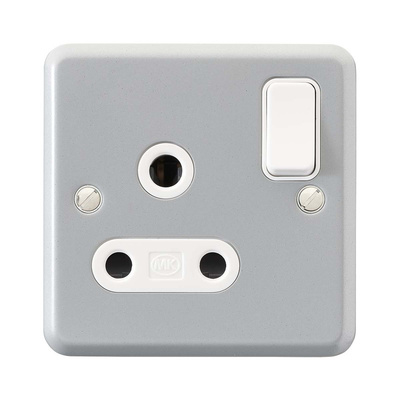 MK Electric Grey 1 Gang Plug Socket, 2 Poles, 15A, Indoor Use