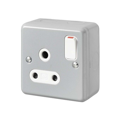MK Electric Grey 1 Gang Plug Socket, 2 Poles, 15A, Indoor Use