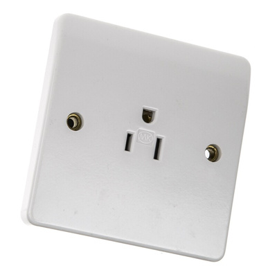 MK Electric White 1 Gang Plug Socket, 15A, NEMA 5-15R, Indoor Use