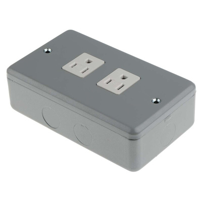 MK Electric 2 Gang Plug Socket, 15A, NEMA 5-15R, Indoor Use