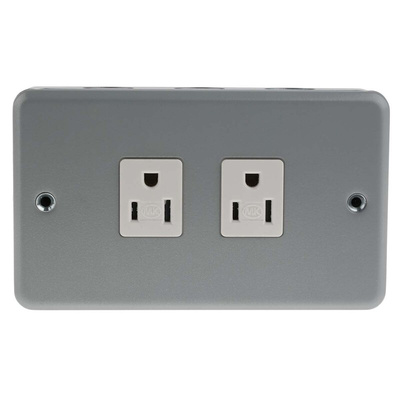 MK Electric 2 Gang Plug Socket, 15A, NEMA 5-15R, Indoor Use