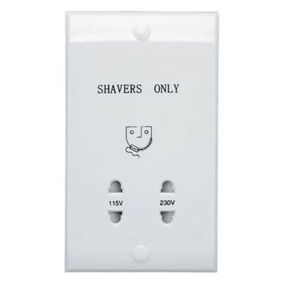 4lite UK White 2 Gang Shaver Socket, Indoor Use