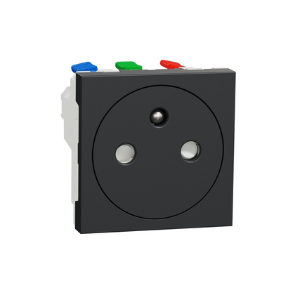 Anthracite 1 Gang Plug Socket, 2 Poles, 16A, French 2P