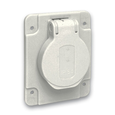 Grey Plug Socket, 2 Poles, 10 A, 16 A, French 2P