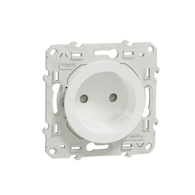 White 1 Gang Plug Socket, 2 Poles, 16A