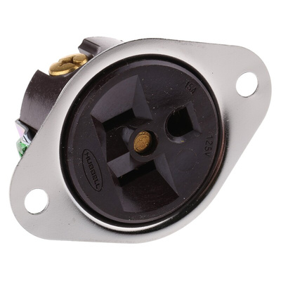 Hubbell USA Mains Connector, 15A, Panel Mount, 125 V