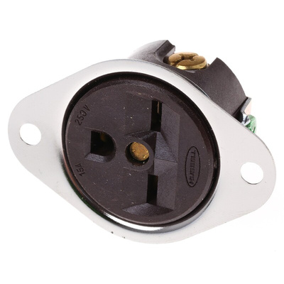 Hubbell USA Mains Connector, 15A, Panel Mount, 250 V ac