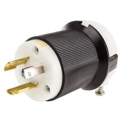Hubbell USA Mains Plug, 20A, Cable Mount, 125 V ac