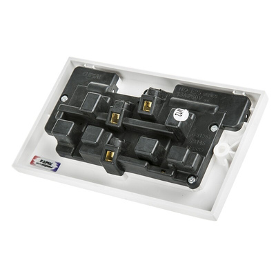 Schneider Electric White 2 Gang Plug Socket, 13A, Type G - British, Indoor Use