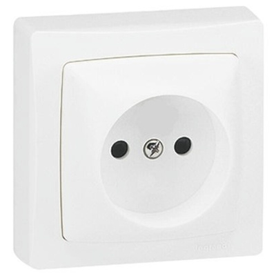 Legrand White 1 Gang Plug Socket, 16A, Type E - French, Indoor Use