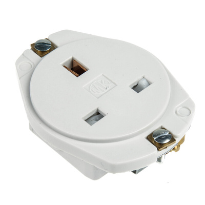 MK Electric White 1 Gang Plug Socket, 13A, Type G - British, Indoor Use