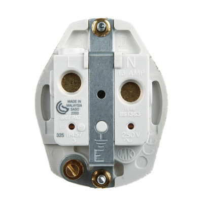 MK Electric White 1 Gang Plug Socket, 13A, Type G - British, Indoor Use