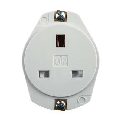 MK Electric White 1 Gang Plug Socket, 13A, Type G - British, Indoor Use