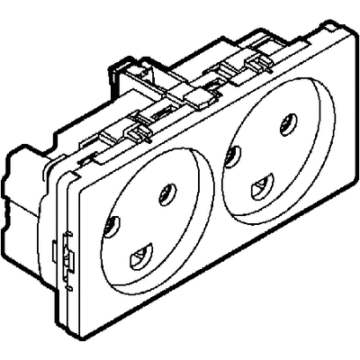 LK White 2 Gang Plug Socket, 10A, Type K - Danish, Indoor Use
