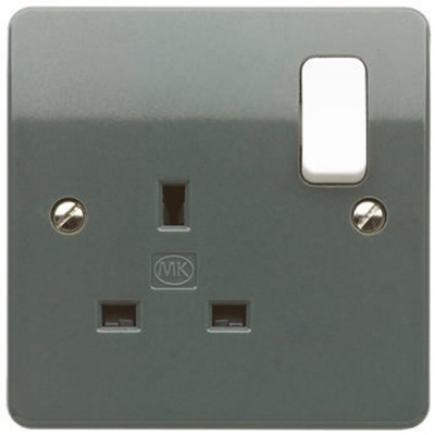 MK Electric Grey 1 Gang Plug Socket, 13A, Type G - British, Indoor Use