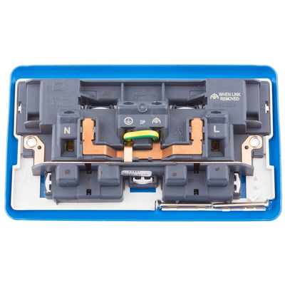 MK Electric Blue 2 Gang Plug Socket, 2 Poles, 13A, Type G - British, Indoor Use
