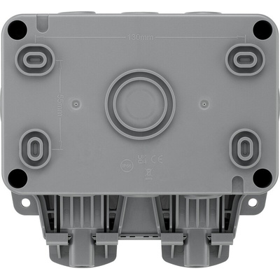 BG Electrical Grey 2 Gang Plug Socket, 2 Poles, 13A, Type G - British, Outdoor Use