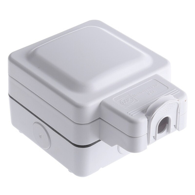 MK Electric White 1 Gang Plug Socket, 2 Poles, 13A, Type G - British, Outdoor Use
