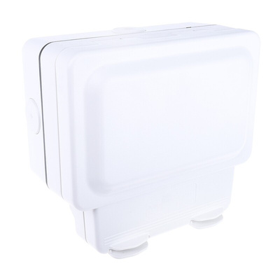 MK Electric White 2 Gang Plug Socket, 2 Poles, 13A, Type G - British, Outdoor Use