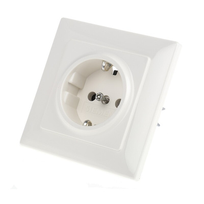 Siemens White 1 Gang Plug Socket, 16A, Type F - German Schuko, Indoor Use