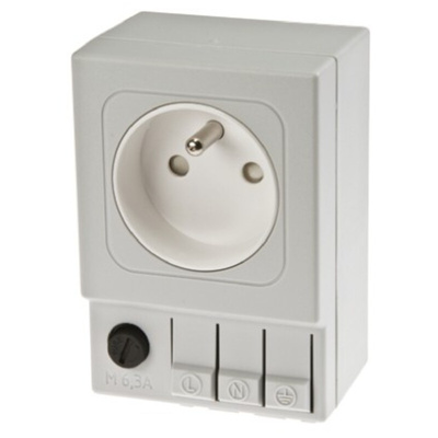 STEGO Light Grey 1 Gang Plug Socket, 6.3A, Type E - French, Indoor Use